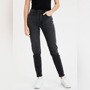 American Eagle Black Stretch Mom Jean | Size 0 Regular Fit